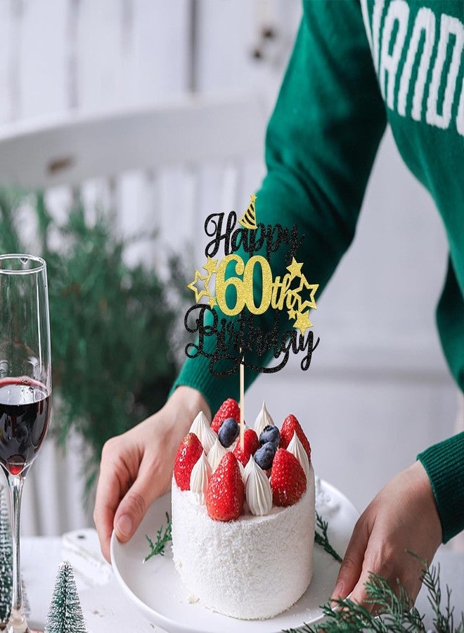 Confetti! Glittering 60th Birthday Cake Topper with Star Hat - Cheers to 60 Years! Fabulous Cake Decorations for elders 60th Birthday & Anniversary Party Supply - Image 5